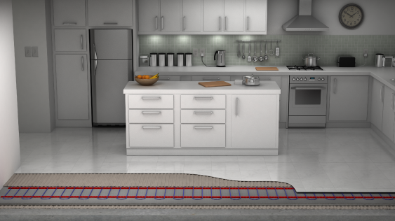 underfloor heating in the kitchen